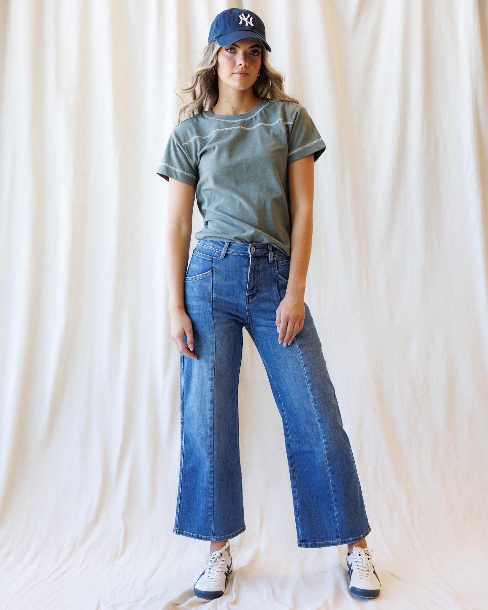 High Rise Seamed Wide Leg Ankle