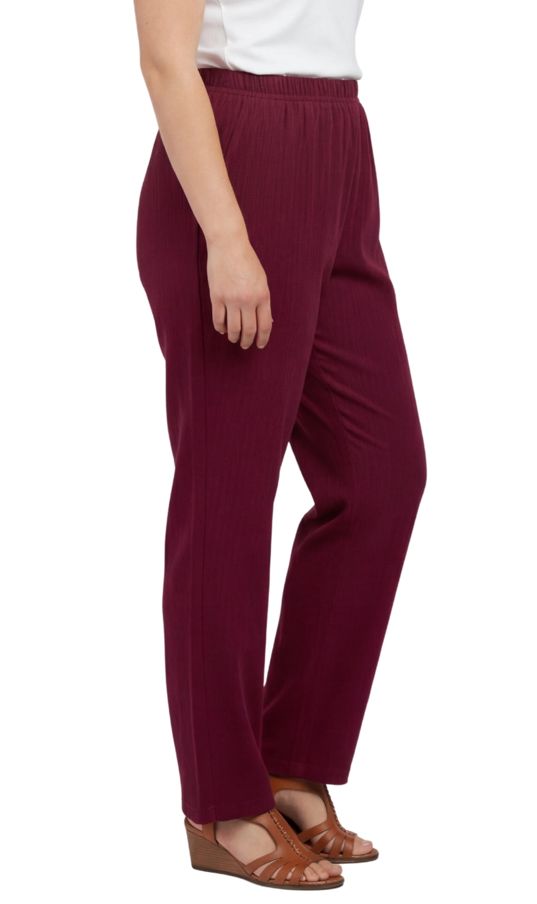 Womens Pull On Fine Wale Corduroy Pants with soft-covered elastic waist