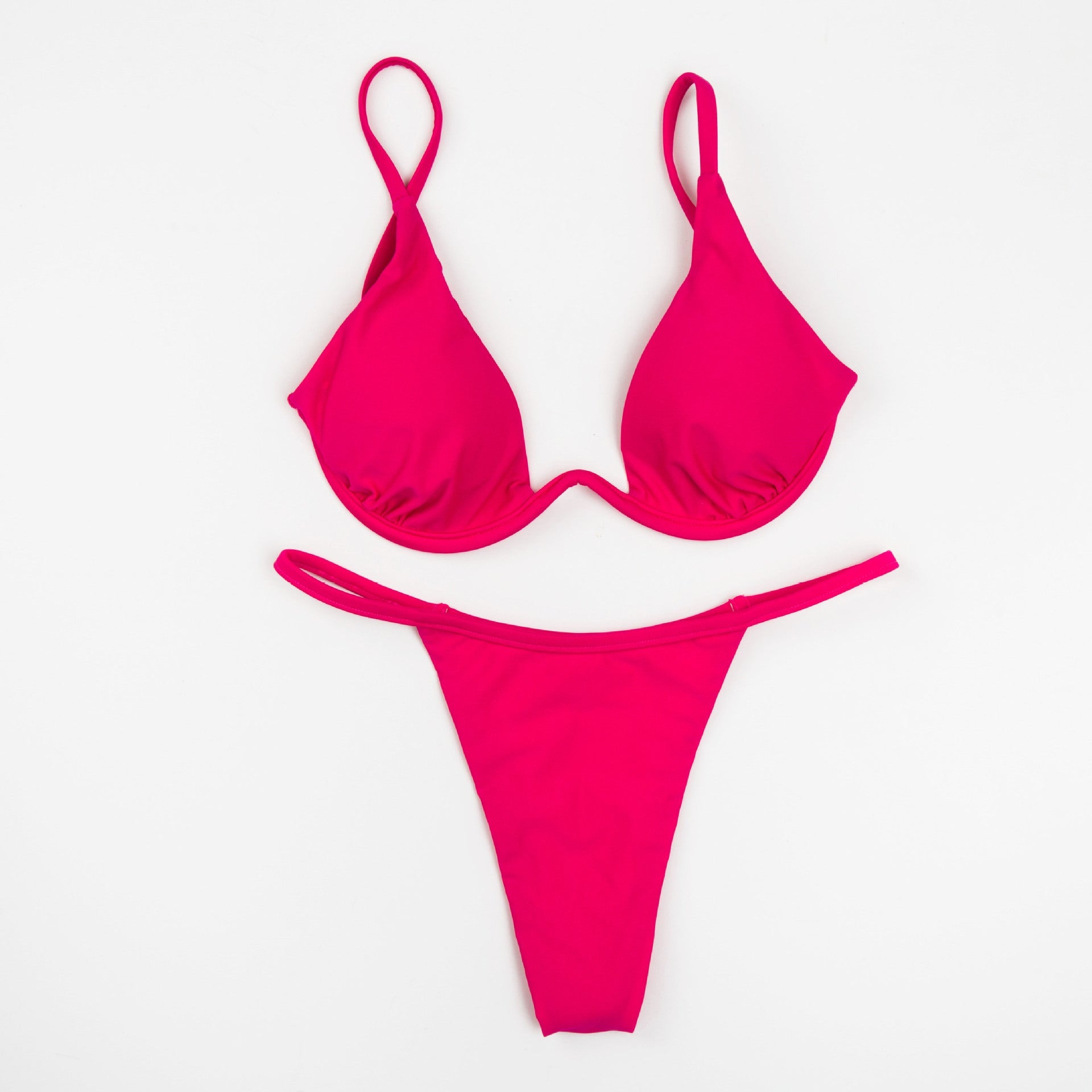 Sexy Push Up Underwired V-bar Bikini Women Swimsuit Female Swimwear Two-pieces Bikini set Micro Thong Bathing Suit Swim Lady