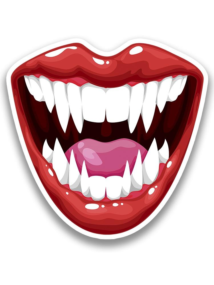 Vampire Mouth Shows Fangs. Sticker -Image by Shutterstock