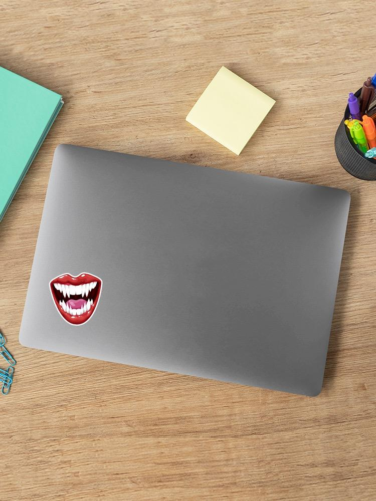 Vampire Mouth Shows Fangs. Sticker -Image by Shutterstock