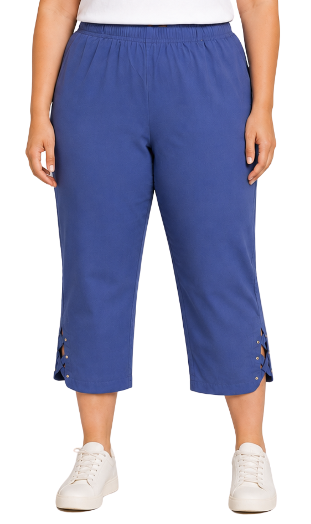 Women's Lightweight Capri Pants with Studded Hem Detail