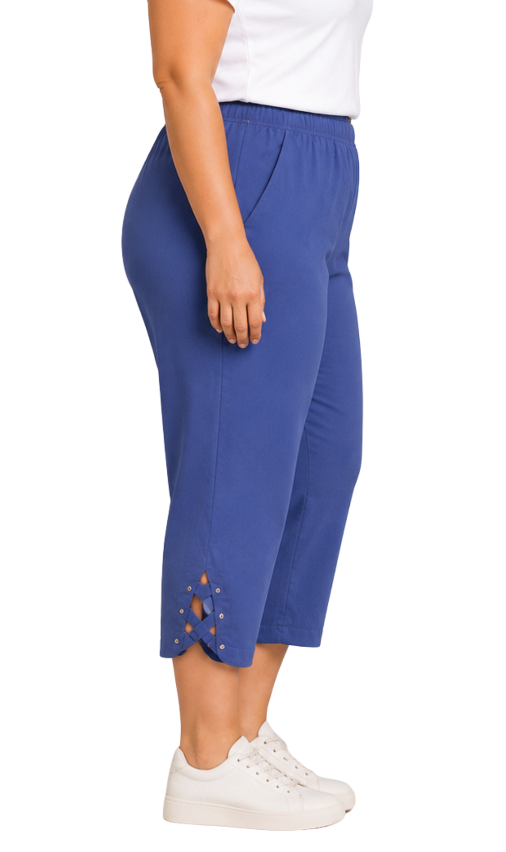 Women's Lightweight Capri Pants with Studded Hem Detail