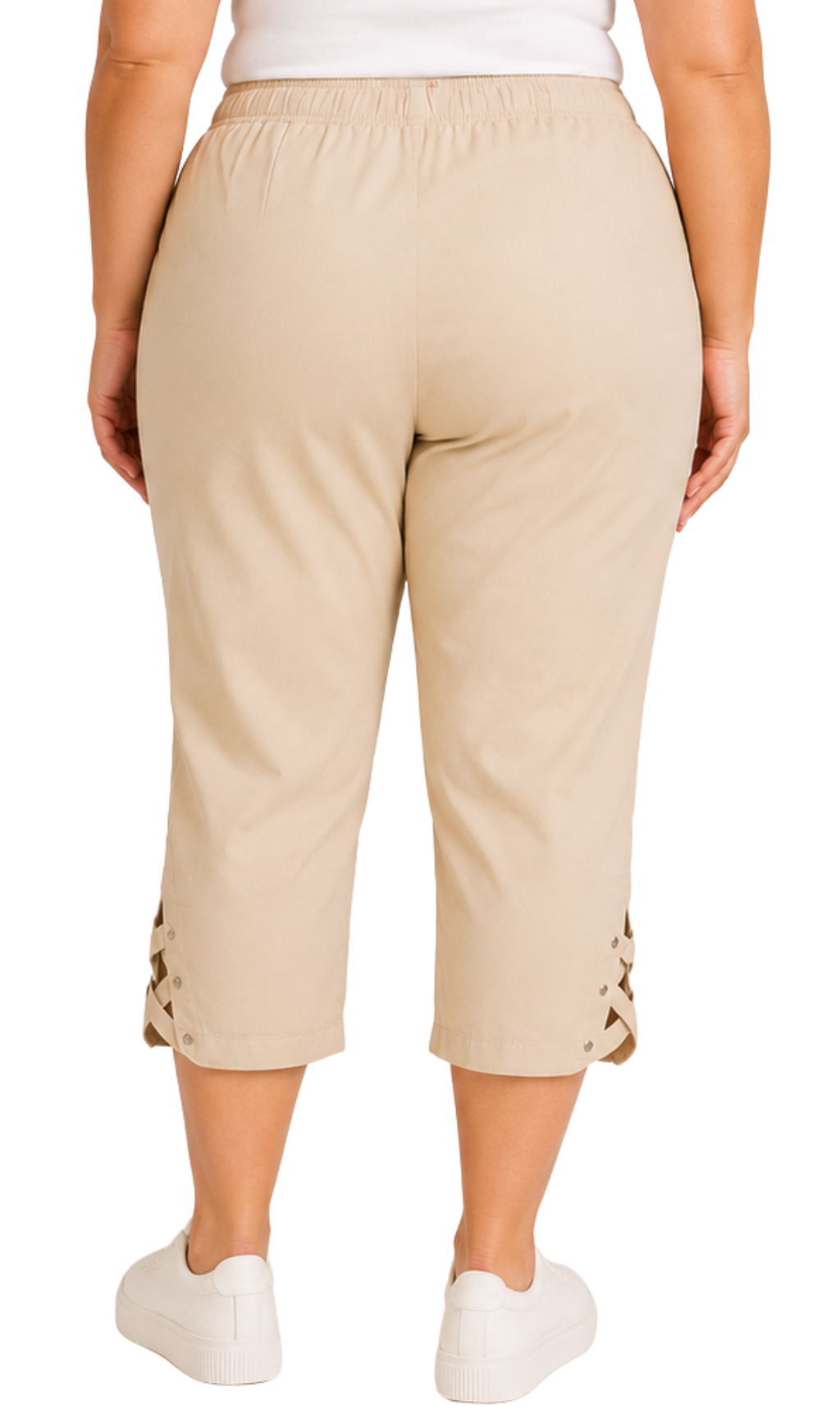 Women's Lightweight Capri Pants with Studded Hem Detail