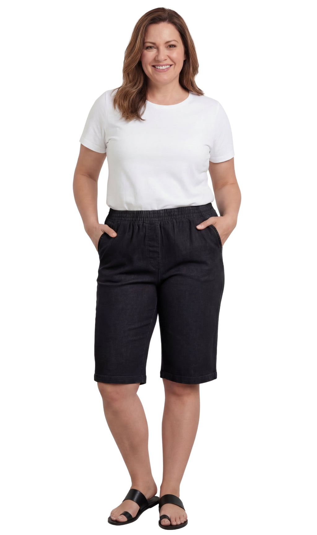Women's Easy Pull on Bermuda Shorts in Denim and Twill