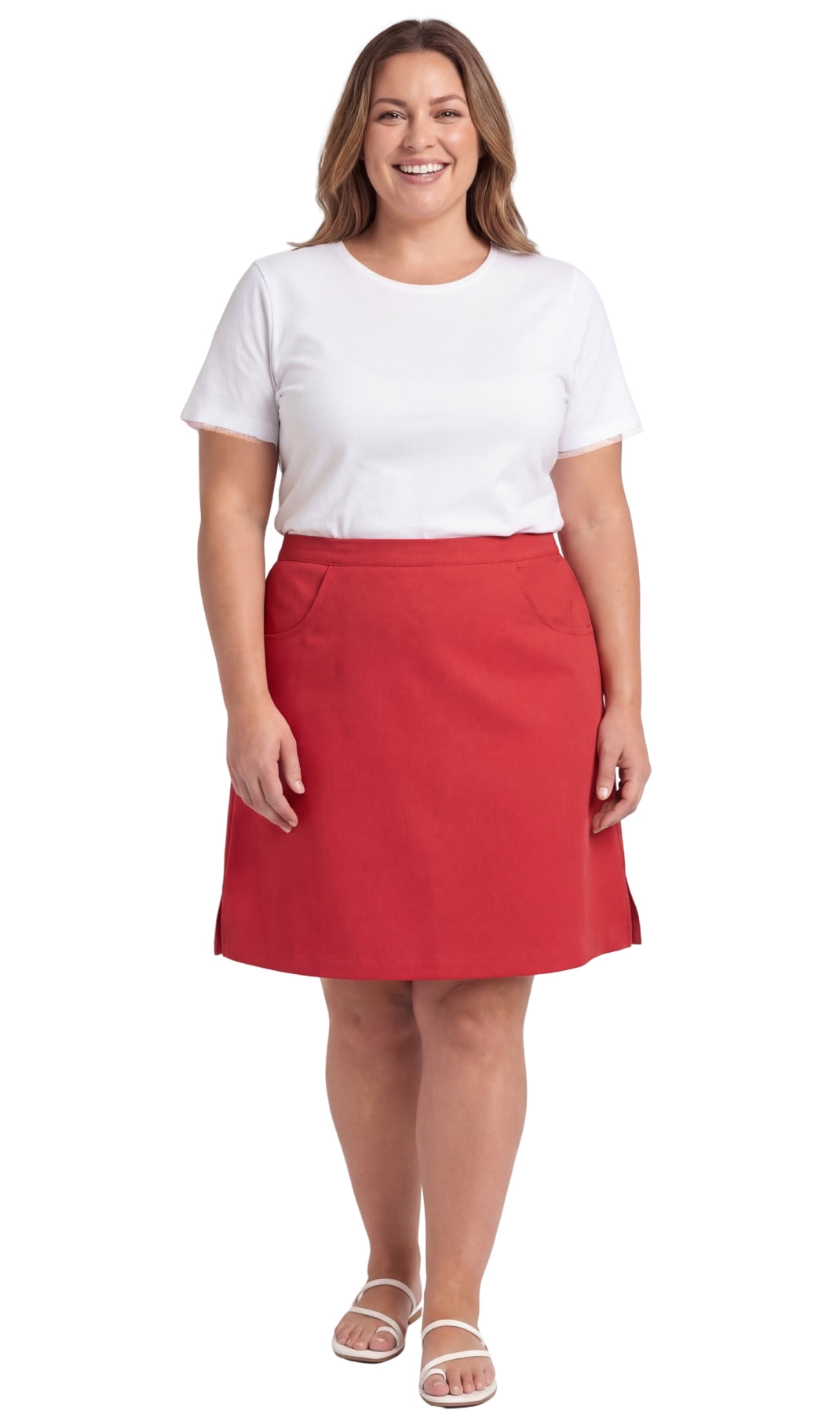 Women's Pull on Skort in Twill with Elastic Waist and Front Pockets