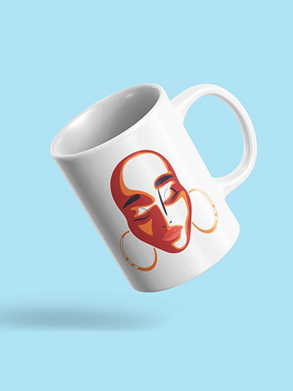 Woman's Face With Earrings Mug -SPIdeals Designs