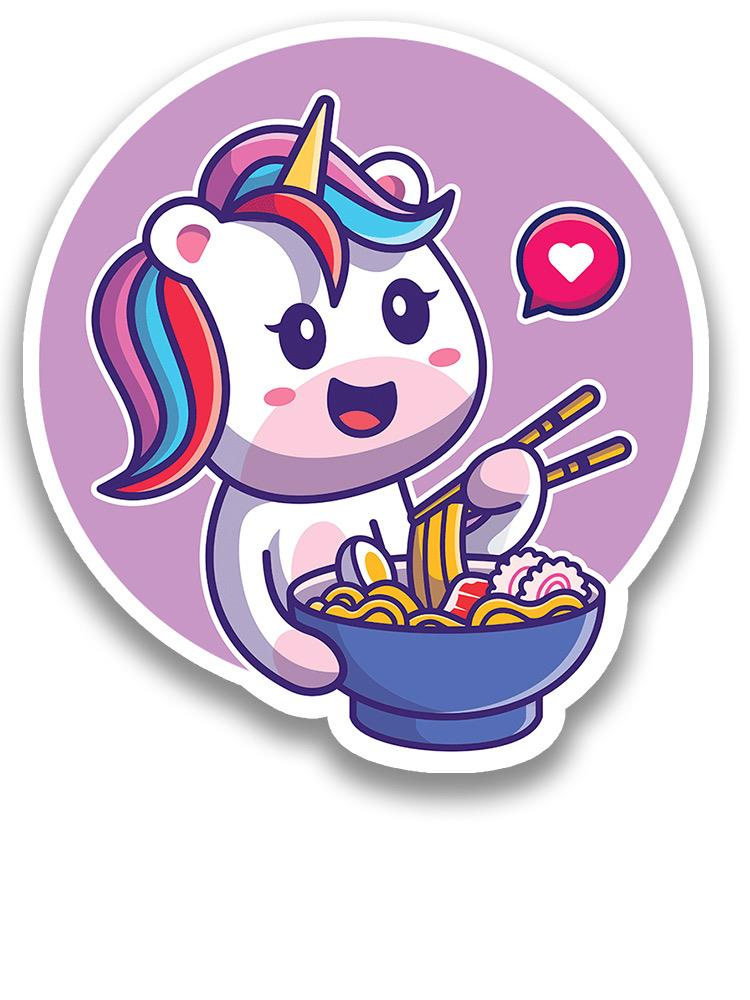 Unicorn Eats Ramen Sticker -SmartPrintsInk Designs