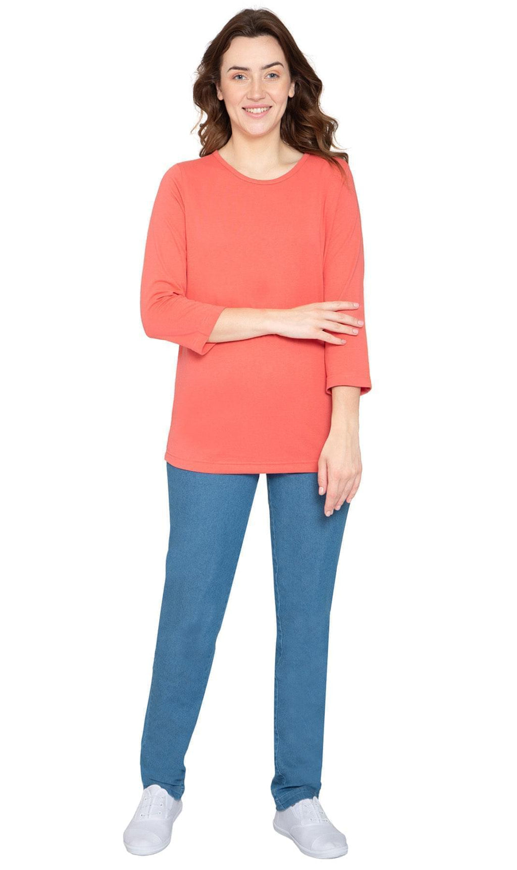 Women's 3/4 Sleeve Crew Neck Top – Comfortable Jer