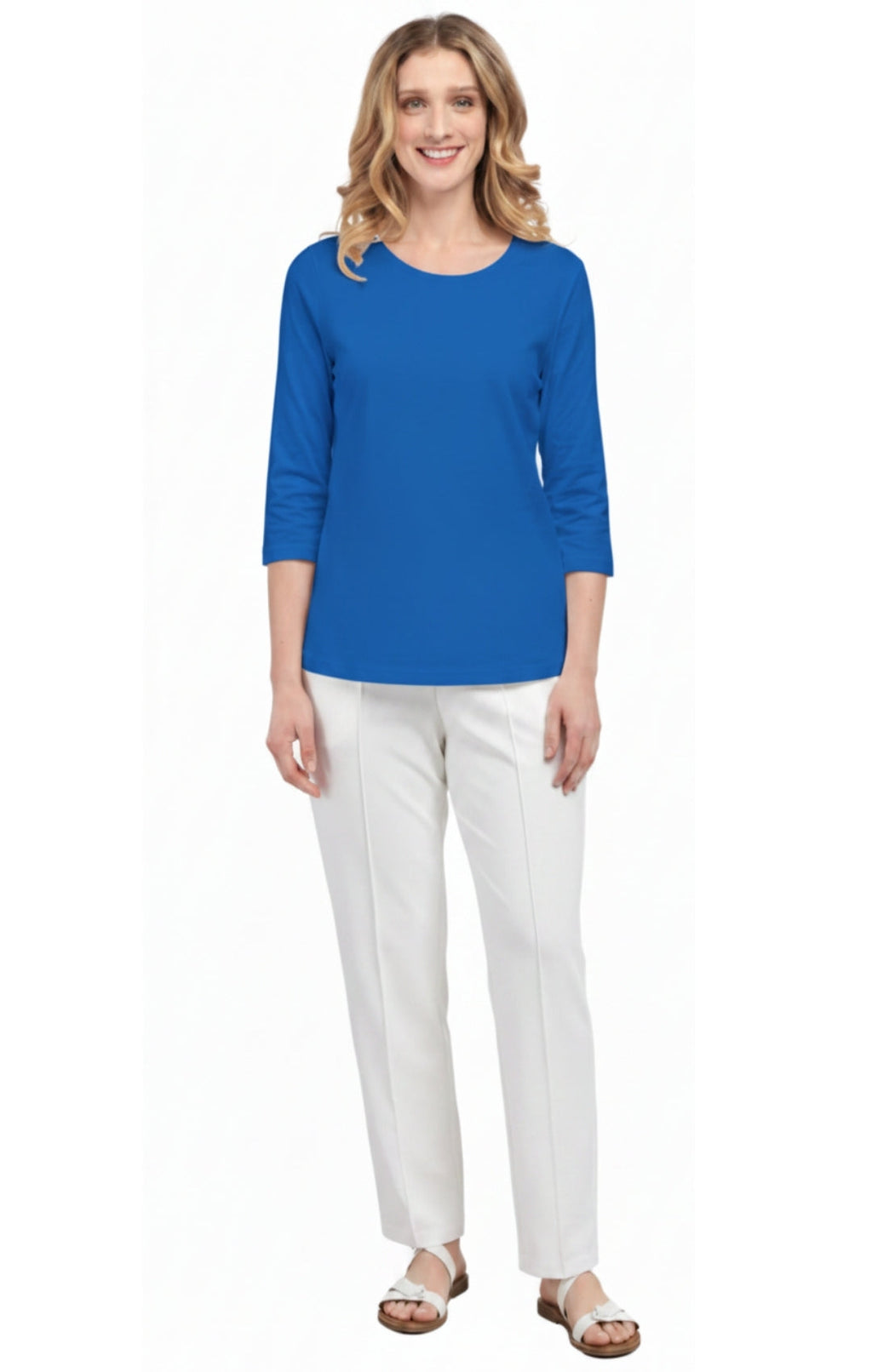 Women's 3/4 Sleeve Crew Neck Top – Comfortable Jer