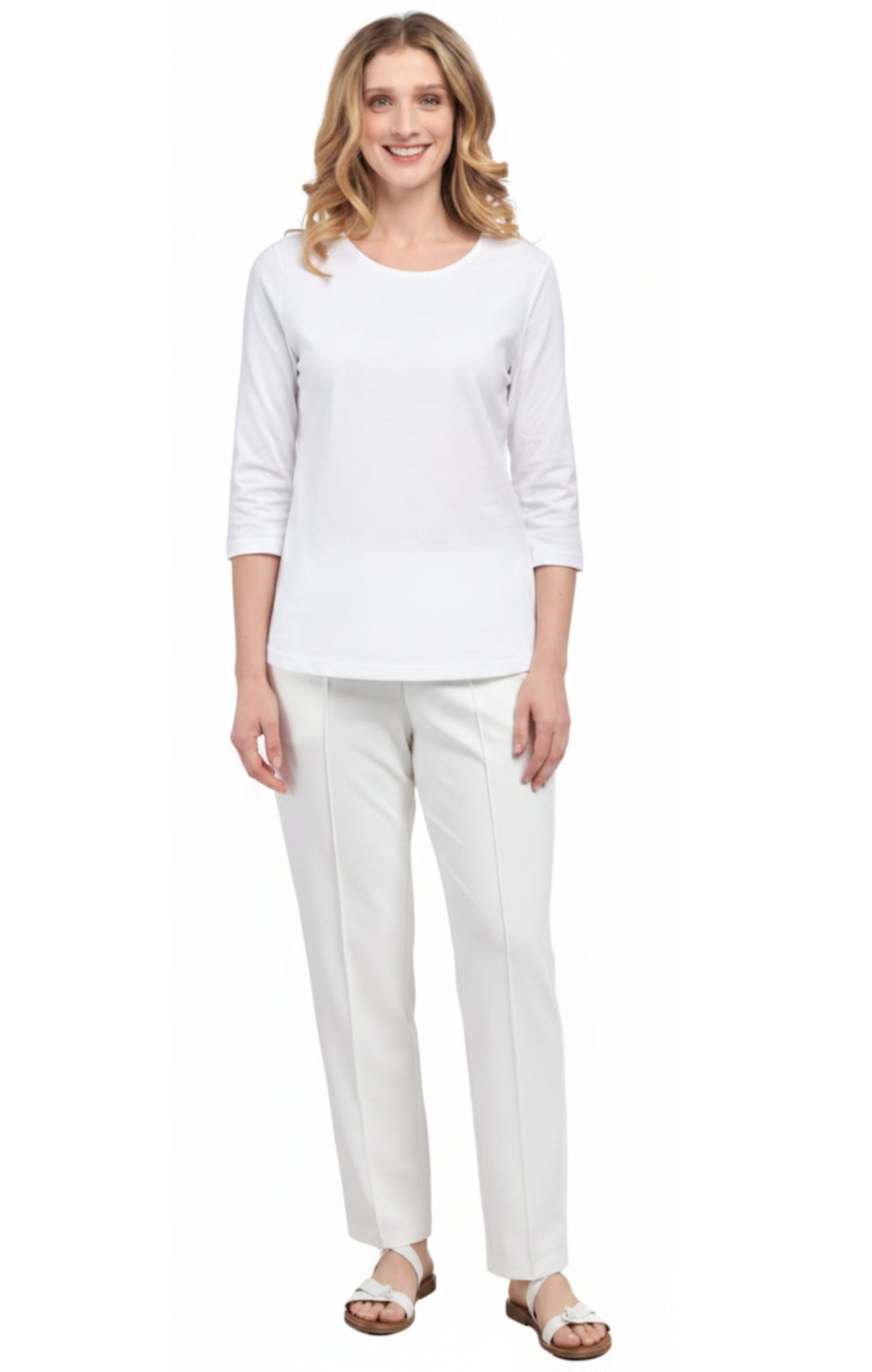Women's 3/4 Sleeve Crew Neck Top – Comfortable Jer
