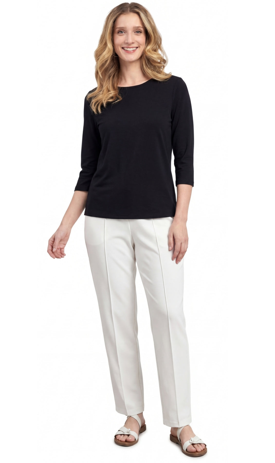 Women's 3/4 Sleeve Crew Neck Top – Comfortable Jer