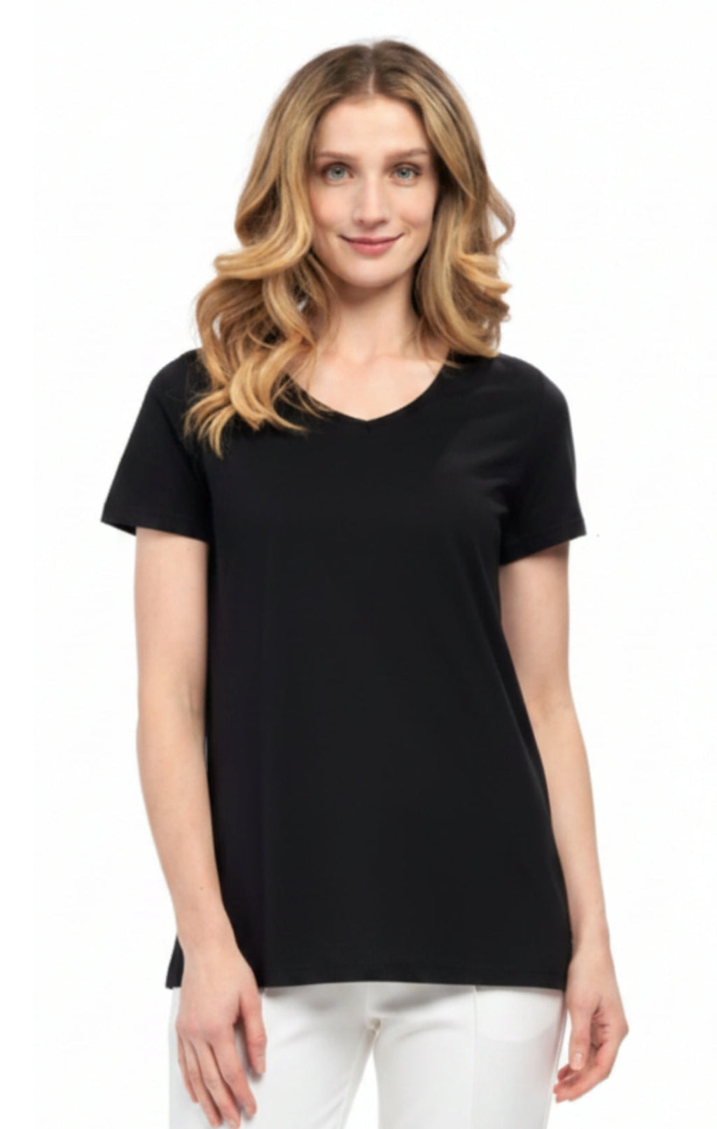 Women's Perfect Short-Sleeve V-Neck Tee Shirt - Cotton blend and Wrinkle Resistant