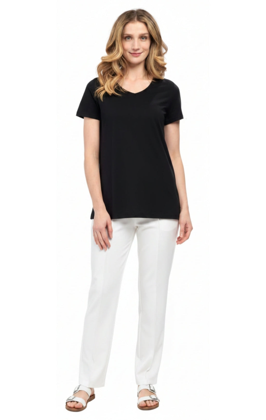 Women's Perfect Short-Sleeve V-Neck Tee Shirt - Cotton blend and Wrinkle Resistant