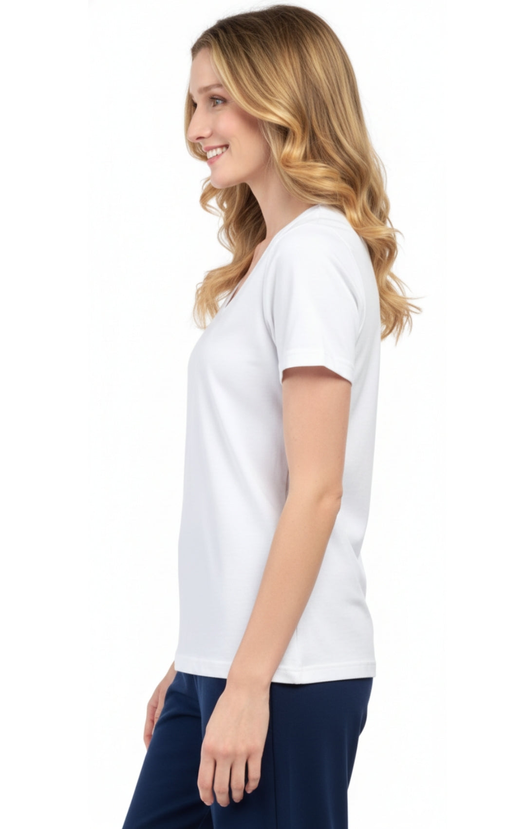Women's Perfect Short-Sleeve V-Neck Tee Shirt - Cotton blend and Wrinkle Resistant