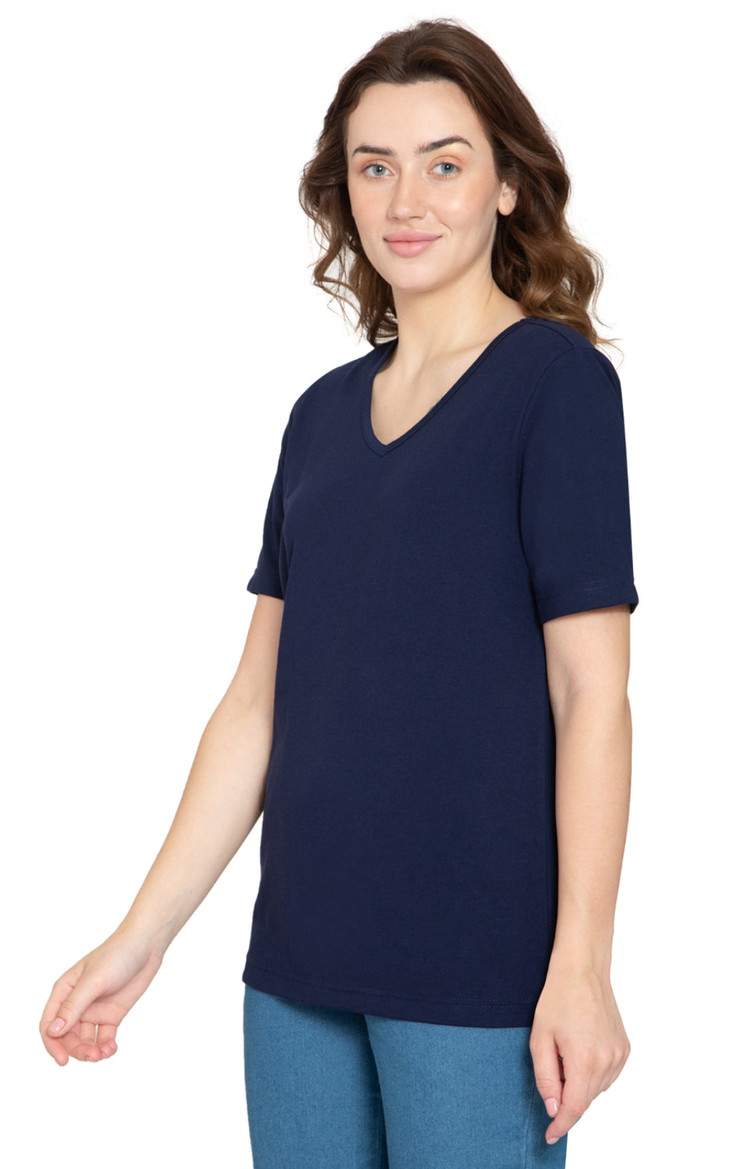 Women's Perfect Short-Sleeve V-Neck Tee Shirt - Cotton blend and Wrinkle Resistant