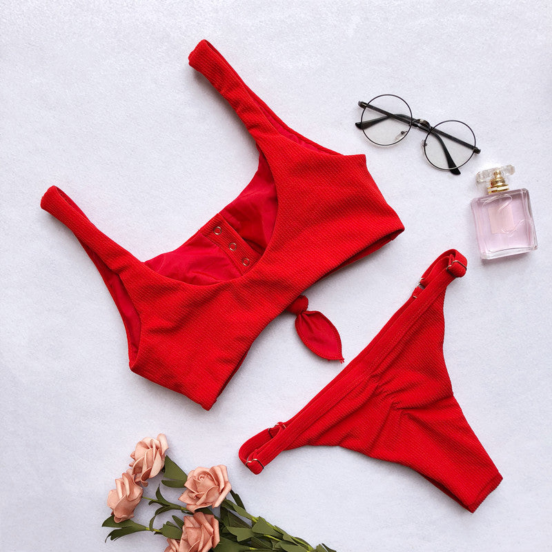 Knotted Ribbed Bikini 2026 Women Swimsuit Female Triangle Swimwear Two Pieces Bikini Set High Cut Bather Bathing Suit Swim Lady