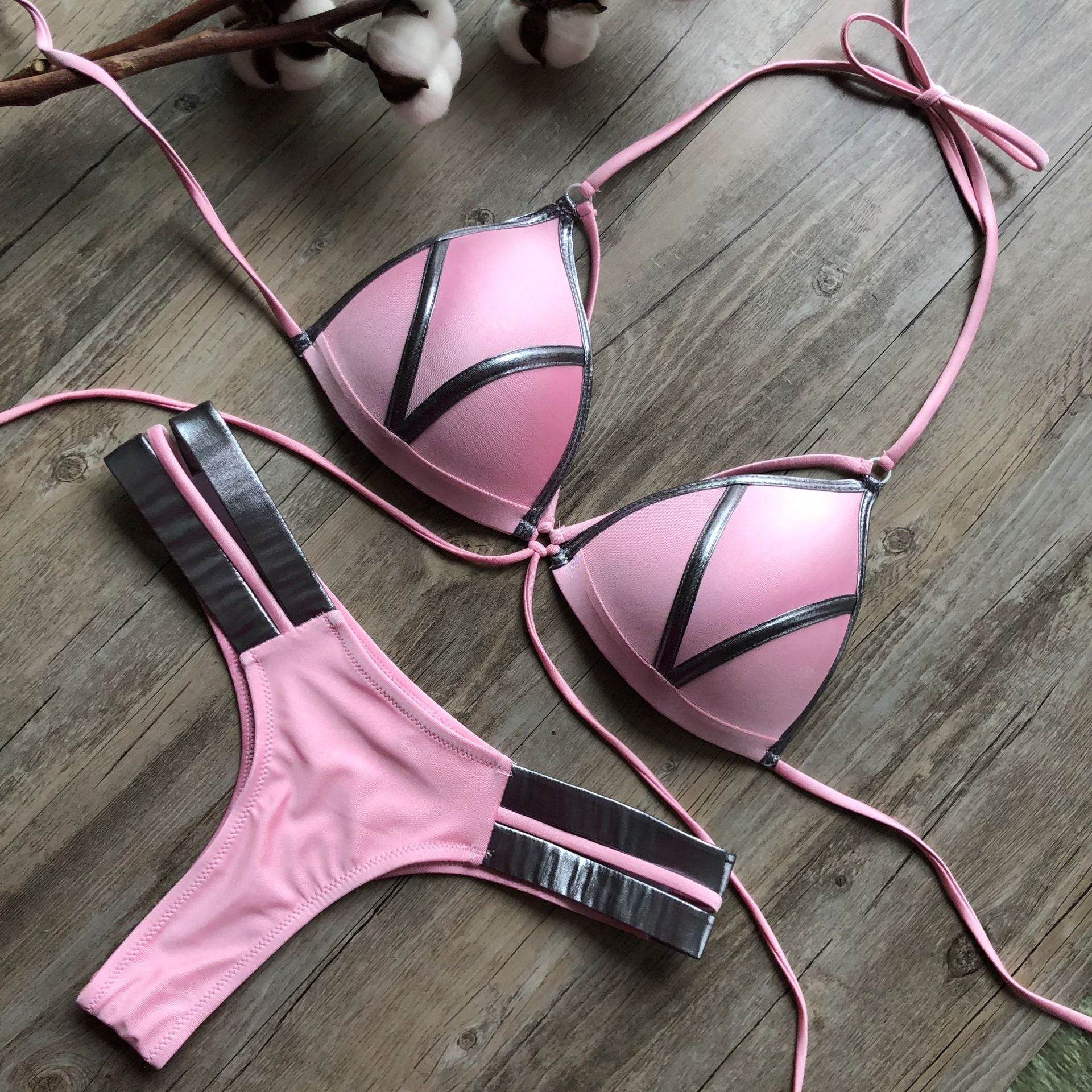 Sexy Halter Push Up Brazilian Bikini 2025 Women Bandage String Swimsuit Female Swimwear Two Pieces Bikini Set Bathing Suit Swim