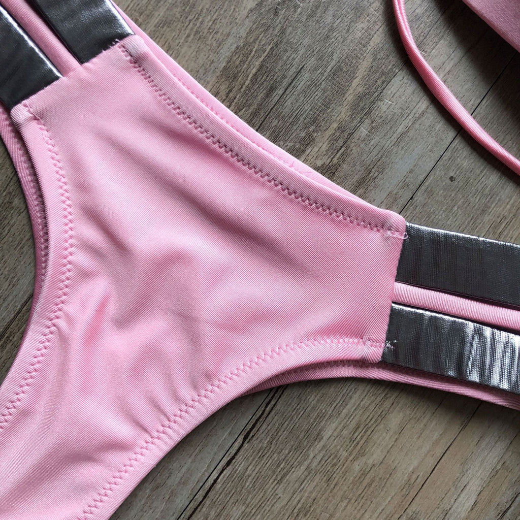 Sexy Halter Push Up Brazilian Bikini 2025 Women Bandage String Swimsuit Female Swimwear Two Pieces Bikini Set Bathing Suit Swim