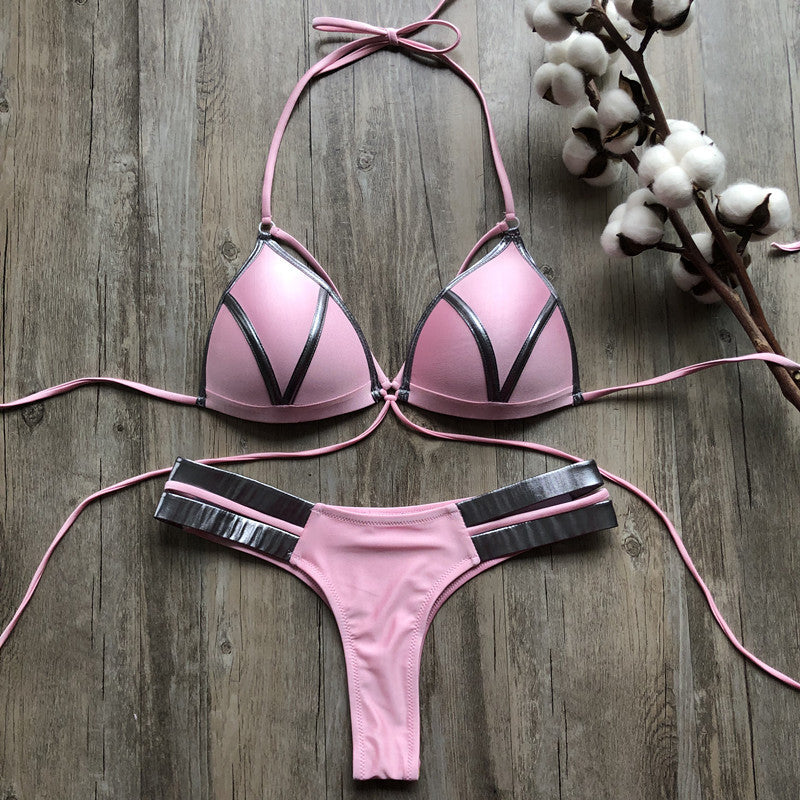 Sexy Halter Push Up Brazilian Bikini 2025 Women Bandage String Swimsuit Female Swimwear Two Pieces Bikini Set Bathing Suit Swim
