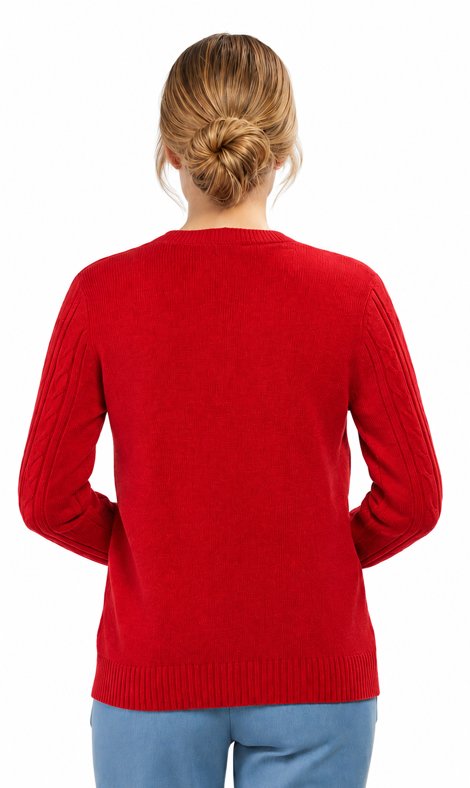 Women's Classic Button Front Cable Knit Cardigan in Soft Acryllic