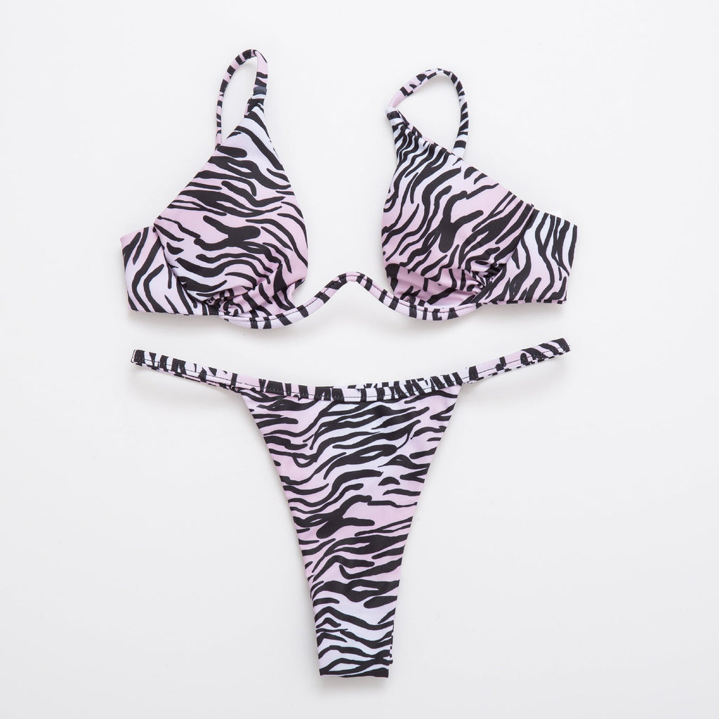 Sexy Push Up Underwired V-bar Bikini Women Swimsuit Female Swimwear Two-pieces Bikini set Micro Thong Bathing Suit Swim Lady