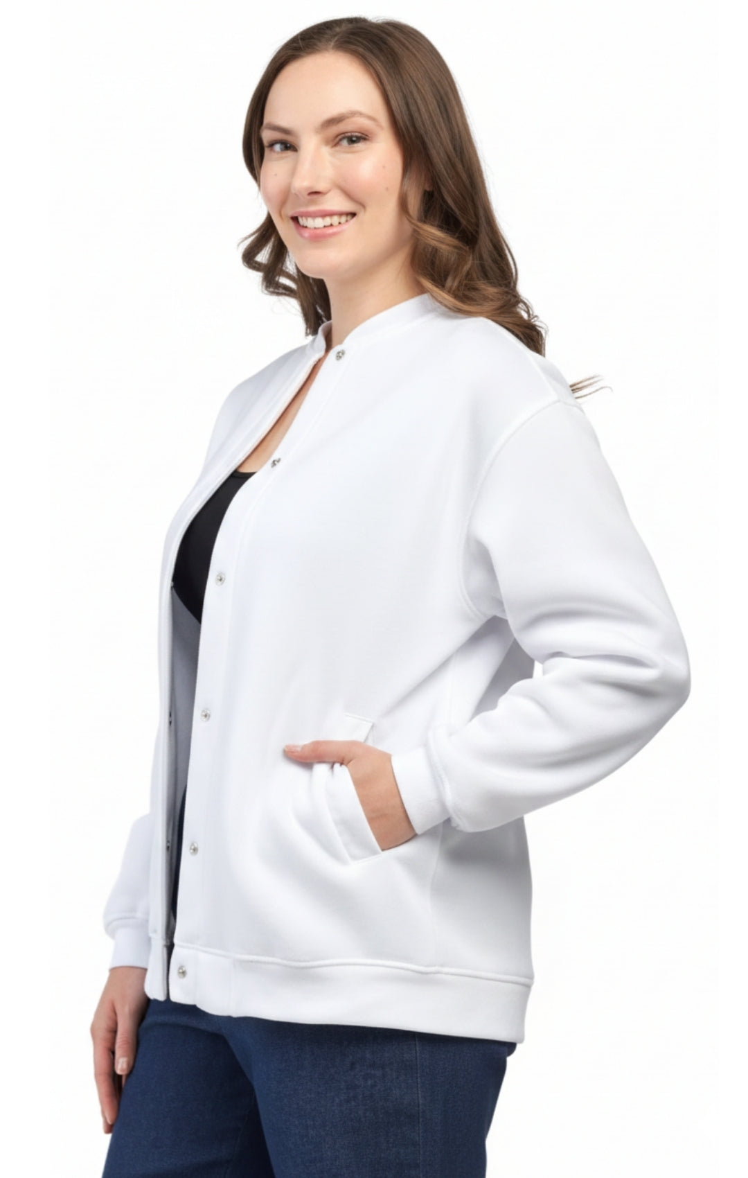 Womens Snap Up Jacket - Soft, Fleecy Lining for Three-Season Comfort