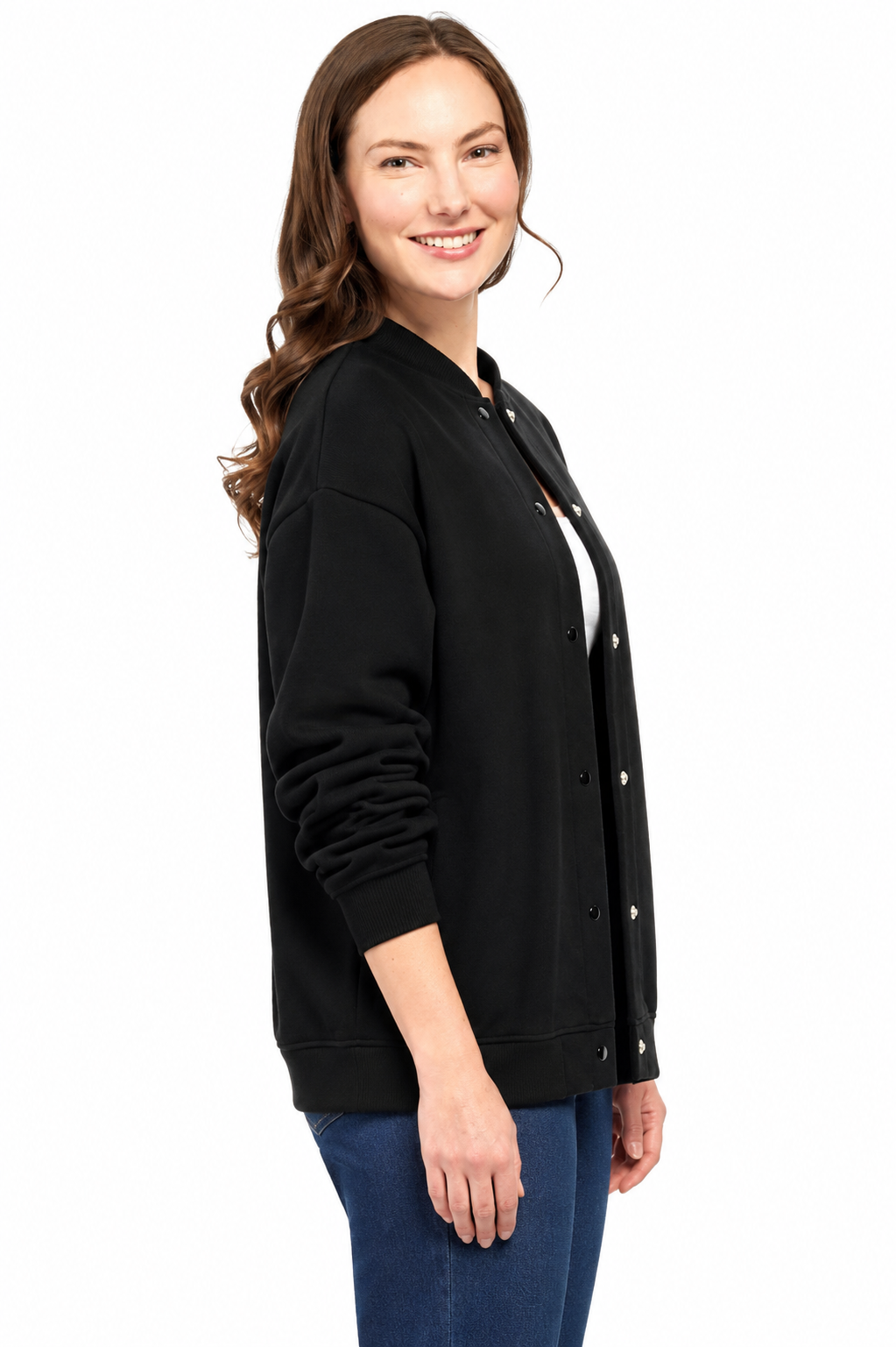Womens Snap Up Jacket - Soft, Fleecy Lining for Three-Season Comfort