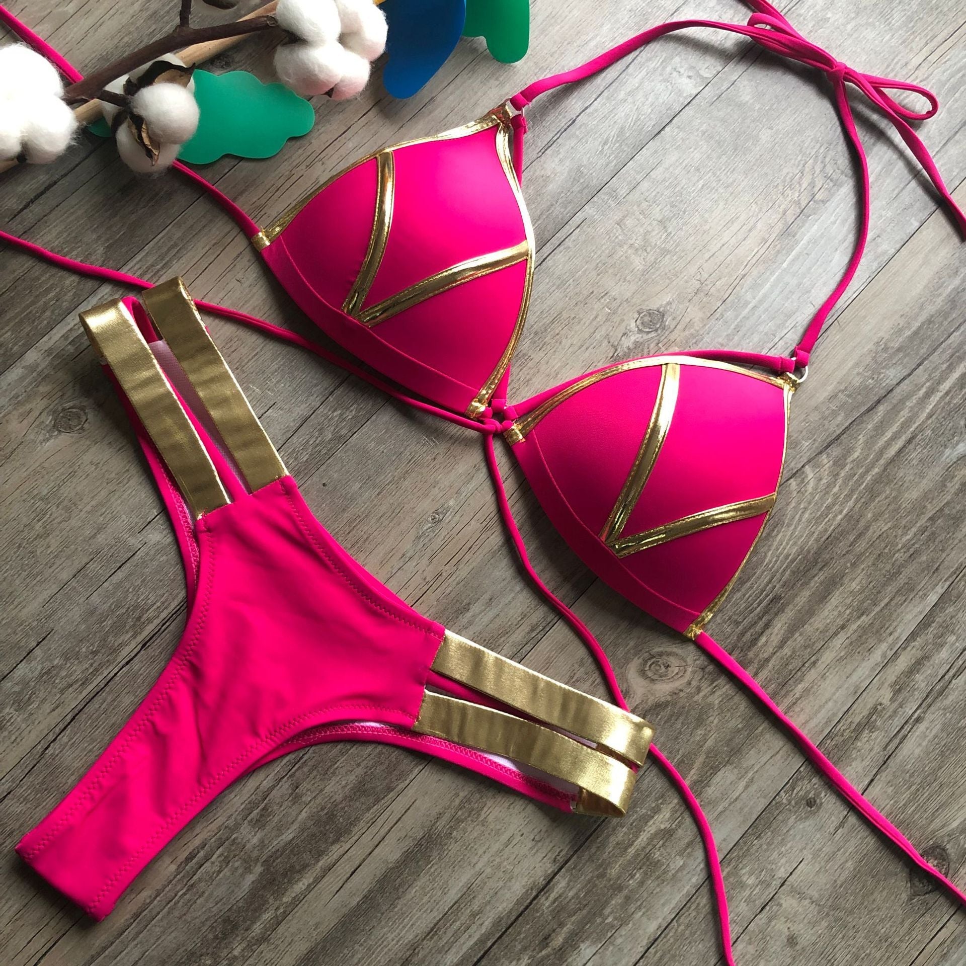 Sexy Halter Push Up Brazilian Bikini 2025 Women Bandage String Swimsuit Female Swimwear Two Pieces Bikini Set Bathing Suit Swim