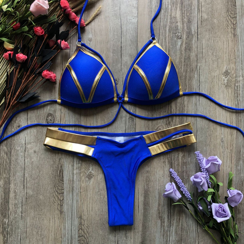 Sexy Halter Push Up Brazilian Bikini 2025 Women Bandage String Swimsuit Female Swimwear Two Pieces Bikini Set Bathing Suit Swim