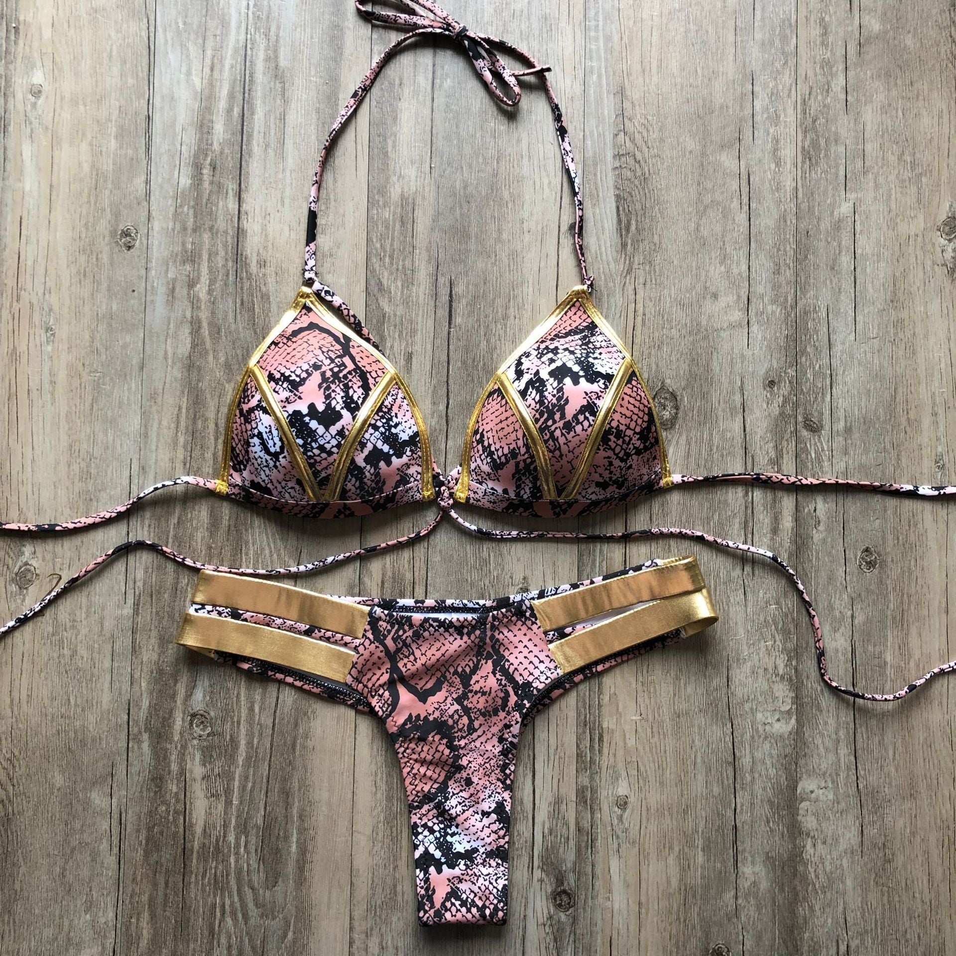 Sexy Halter Push Up Brazilian Bikini 2025 Women Bandage String Swimsuit Female Swimwear Two Pieces Bikini Set Bathing Suit Swim