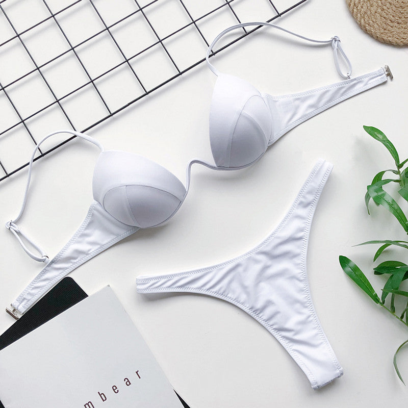 Sexy V-bar Underwired Bra Cup Thong Bikini 2025 Women Swimwear Female Swimsuit Two-pieces Bikini Set High Cut Bathing Suit Swim