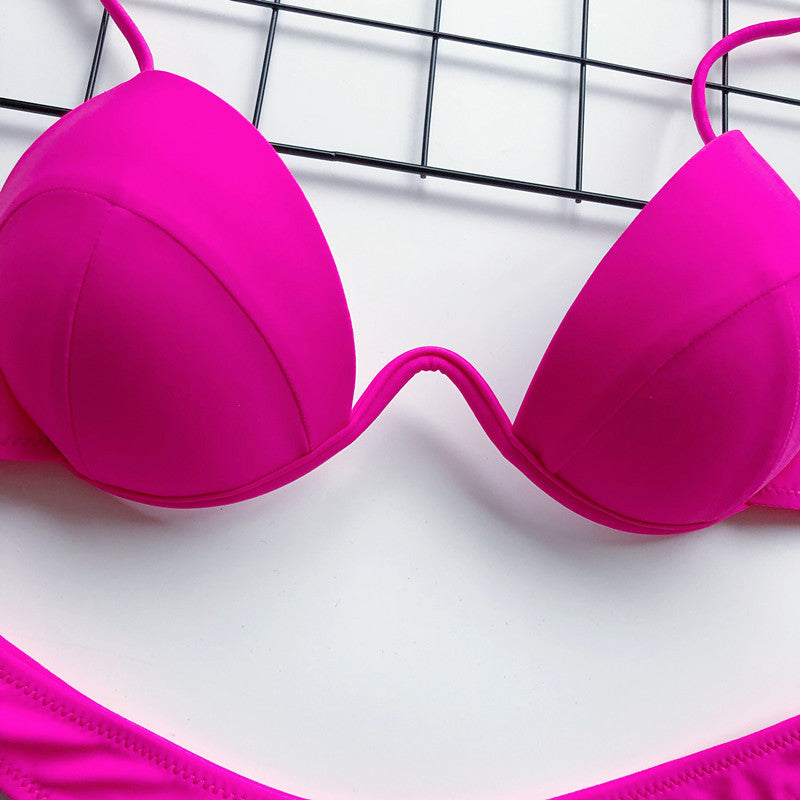 Sexy V-bar Underwired Bra Cup Thong Bikini 2025 Women Swimwear Female Swimsuit Two-pieces Bikini Set High Cut Bathing Suit Swim