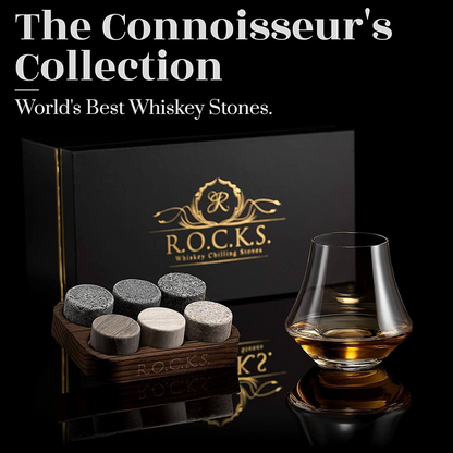 Whiskey Stones & Crystal Nosing Tasting Glass Gift Set