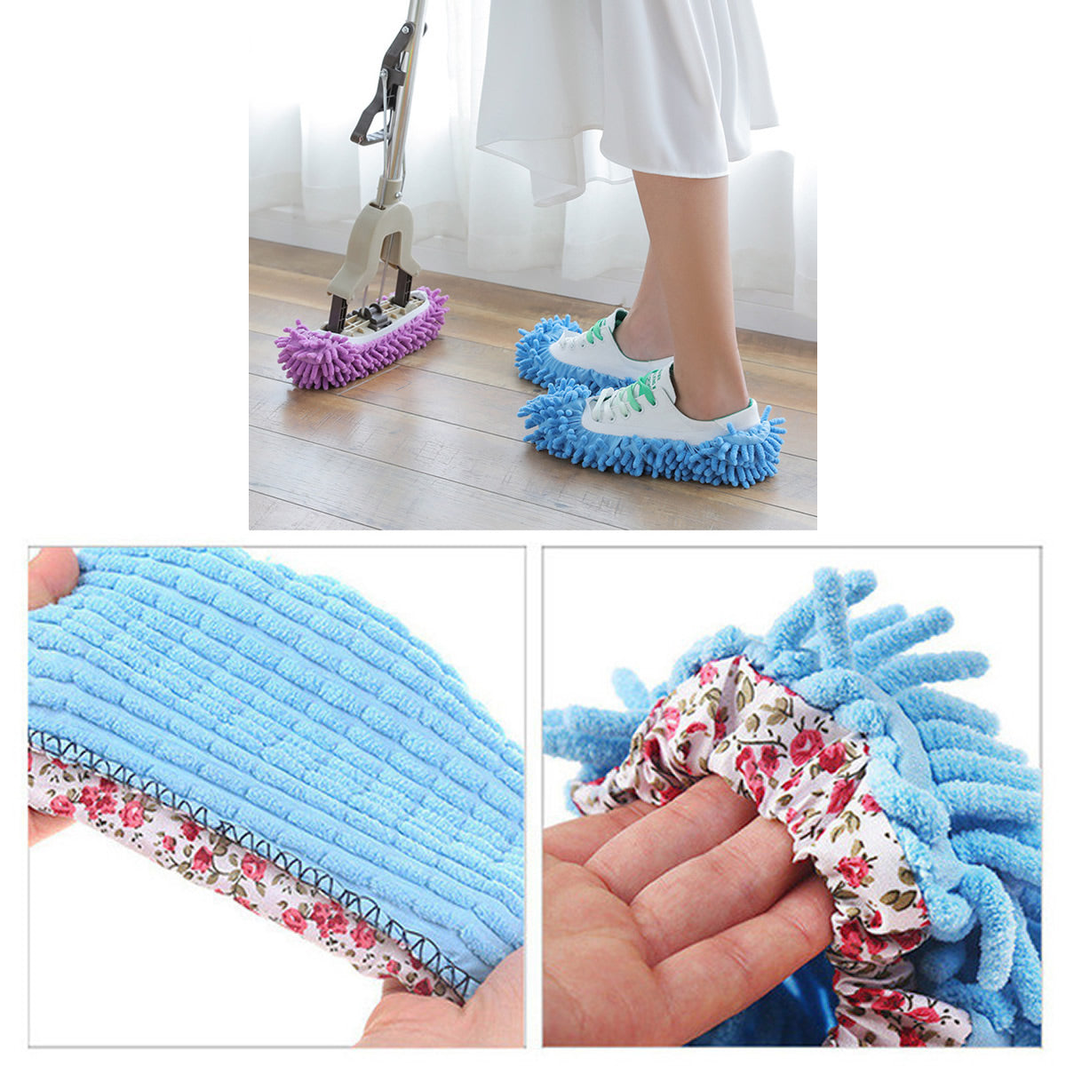 Lazy Maid Quick Mop Slip-On Slippers 3 pairs