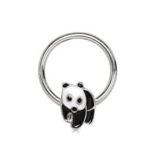 316L Stainless Panda Snap-in Captive Bead Ring / Septum Ring