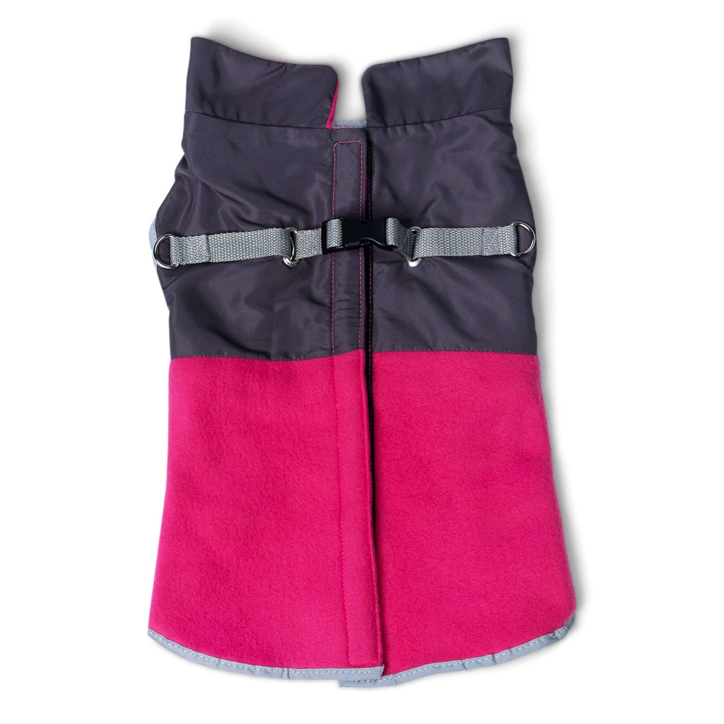 2-in-1 Thermal Dog Fleece Jacket with Integrated Harness - Fuschia