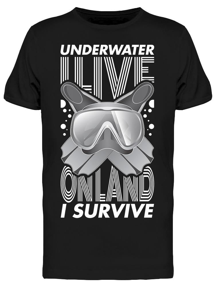 Underwater Survive Diver Graphic Tee Men's -Image by Shutterstock