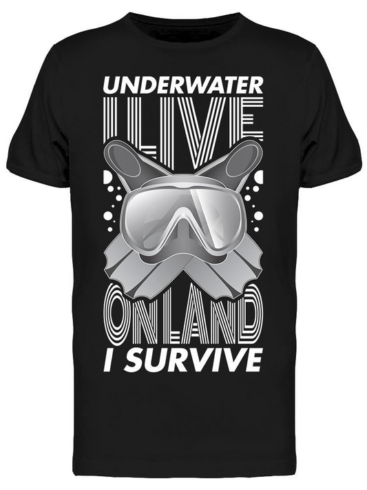 Underwater Survive Diver Graphic Tee Men's -Image by Shutterstock