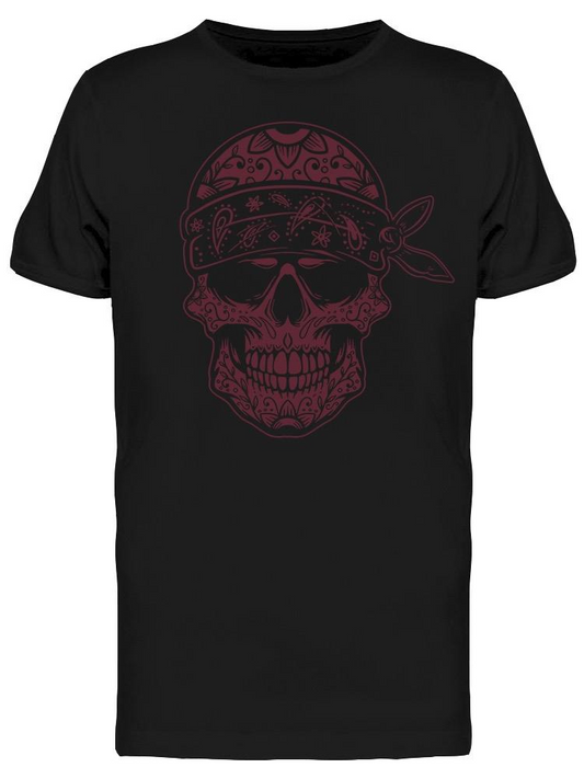 A Crimson Skull With A Bandana Tee Men's -Image by Shutterstock