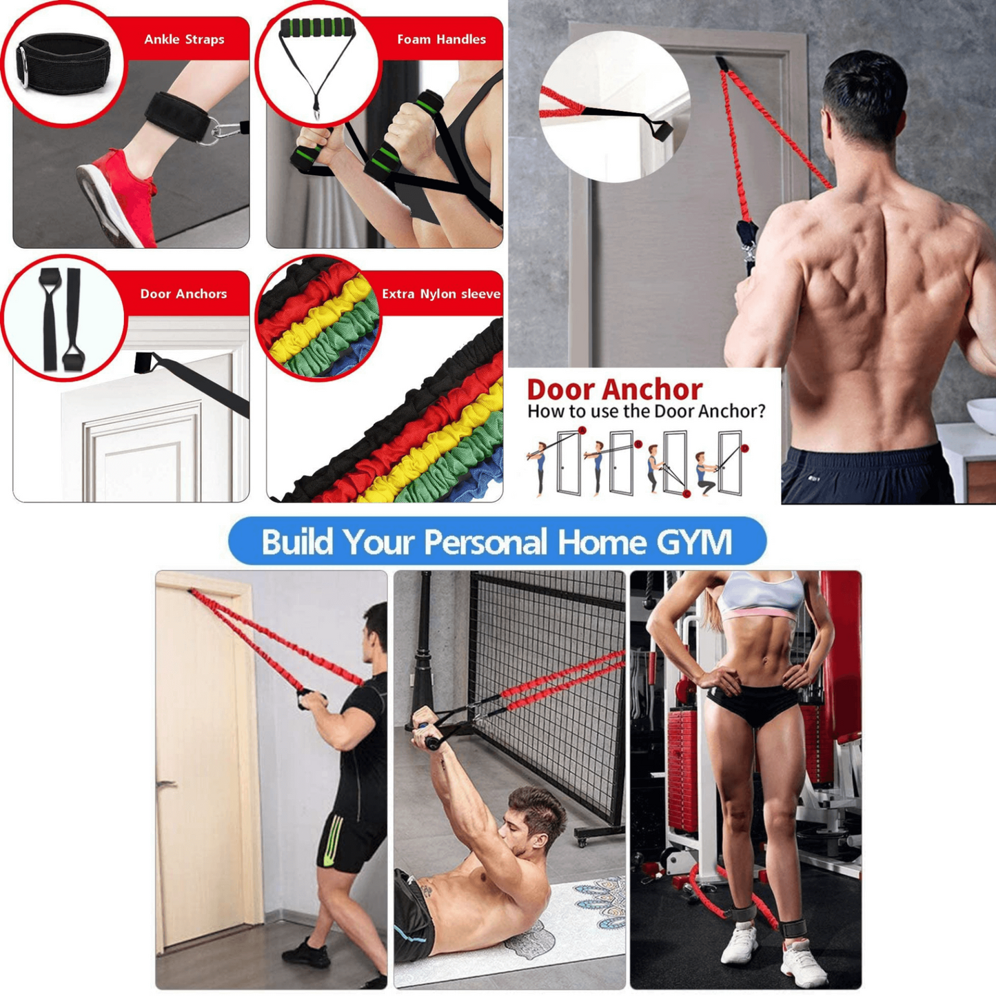 12-Pcs Resistance Band Home Workout Set