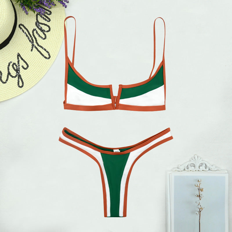 Splicing Denim V Shaped Thong Bikini Women Swimsuit Female Swimwear Two Pieces Bikini Set Bather Push Up Bathing Suit Swim Lady