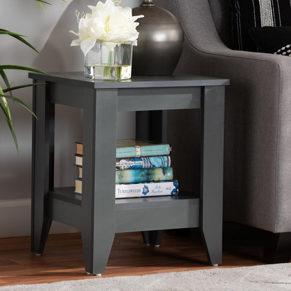 Audra Modern and Contemporary Grey Finished Wood Living Room End Table