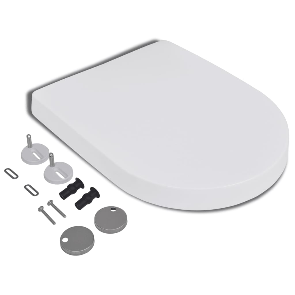 vidaXL Soft-close Toilet Seat with Quick-release Design White Square