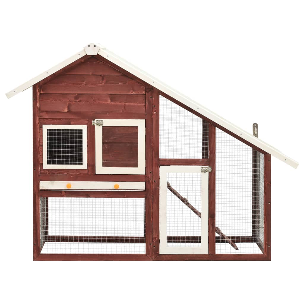 vidaXL Rabbit Hutch Mocha and White 55.1"x24.8"x47.2" Solid Firwood