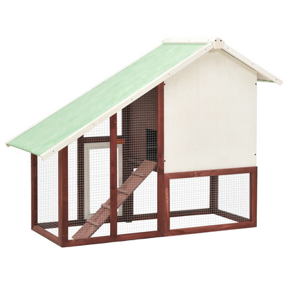 vidaXL Rabbit Hutch Mocha and White 55.1"x24.8"x47.2" Solid Firwood