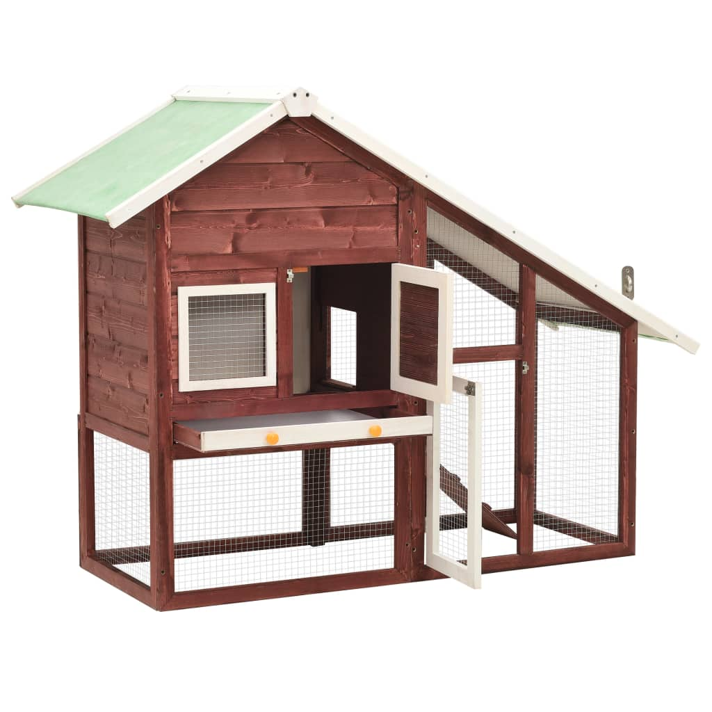 vidaXL Rabbit Hutch Mocha and White 55.1"x24.8"x47.2" Solid Firwood