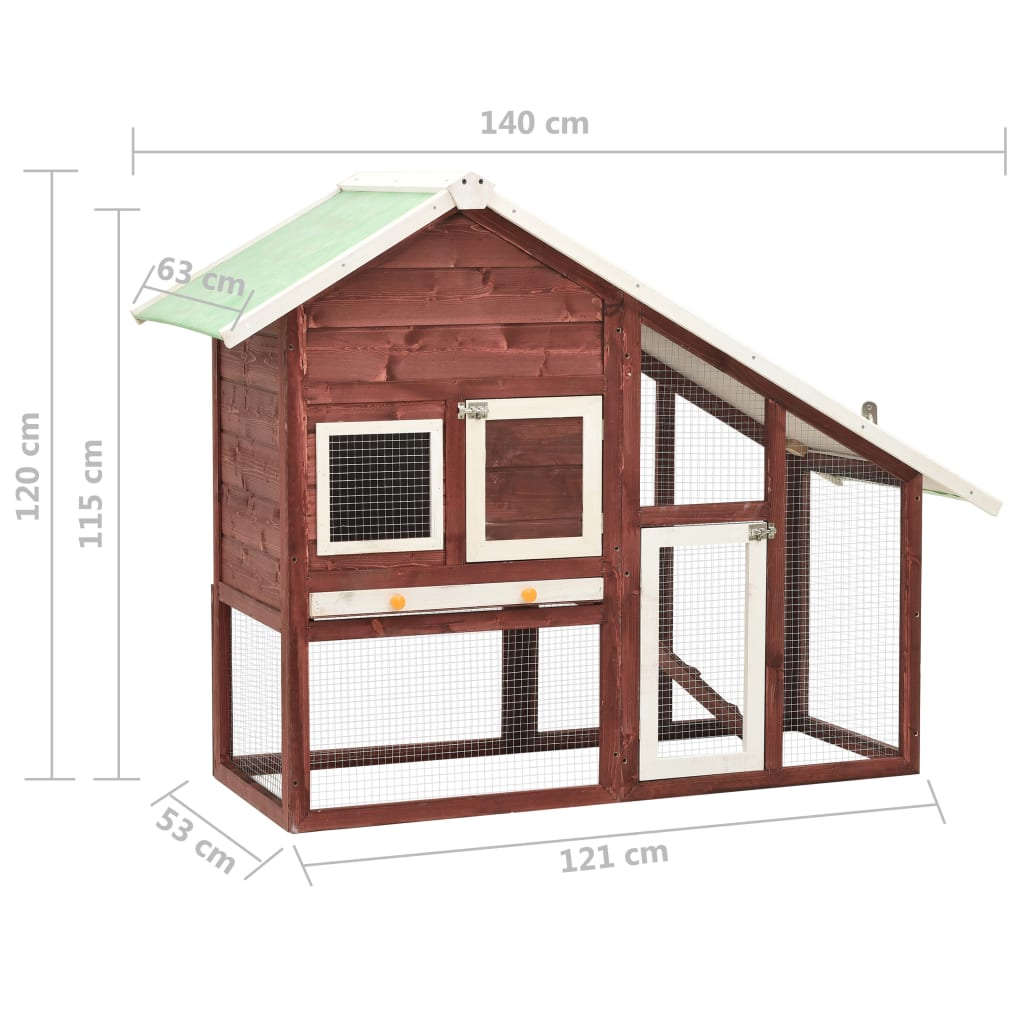 vidaXL Rabbit Hutch Mocha and White 55.1"x24.8"x47.2" Solid Firwood