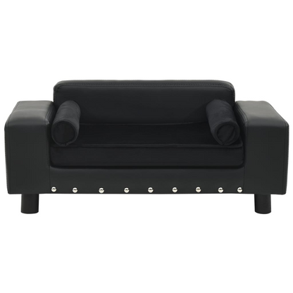 vidaXL Dog Sofa Black 31.9"x16.9"x12.2" Plush and Faux Leather