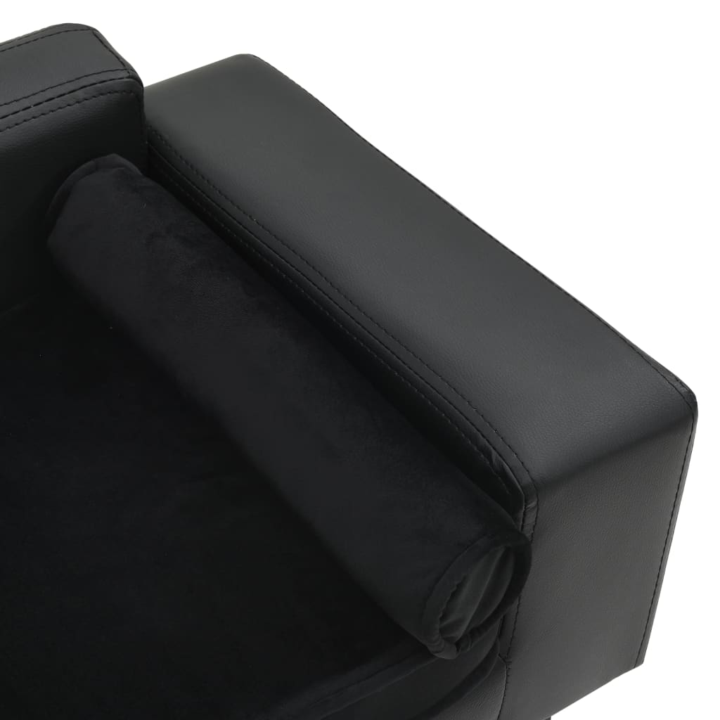 vidaXL Dog Sofa Black 31.9"x16.9"x12.2" Plush and Faux Leather